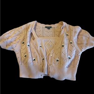 Wild Fable Light Pink Cardigan with Floral Embroidery